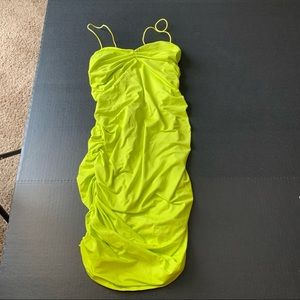 New velius ruched lime green mini dress XL